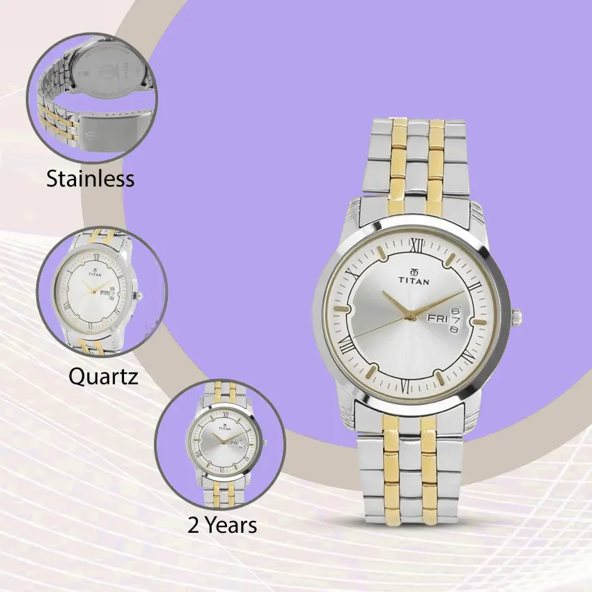 Titan Karishma Two-Tone Metal Silver Analog Men's Watch- 1774BM01